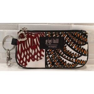 GIGI HILL Coated Canvas Mini Colorful Wristlet Bag Coin Purse 3" X 6"